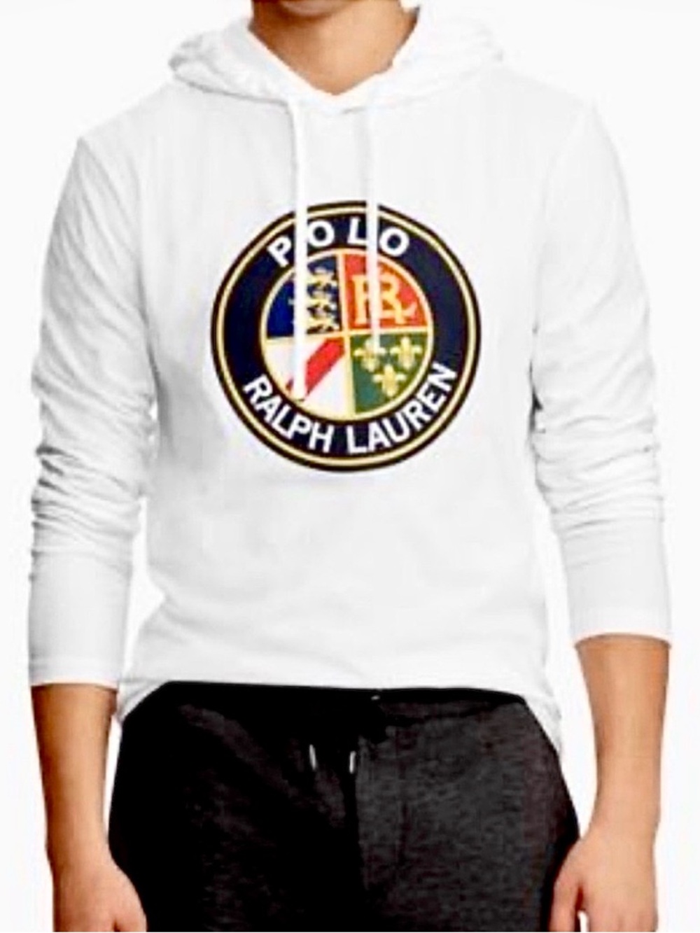 Polo by Ralph Lauren White Hooded Sweatshirt with Multicolor Crest